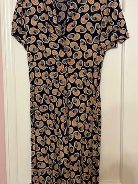 Vintage 70s Midi Dress with Abstract Spot Print